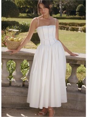 amorata ivory pleated maxi dress Clothing: Maxi Dresses: 'Amorata' Ivory Pleated Maxi Dress